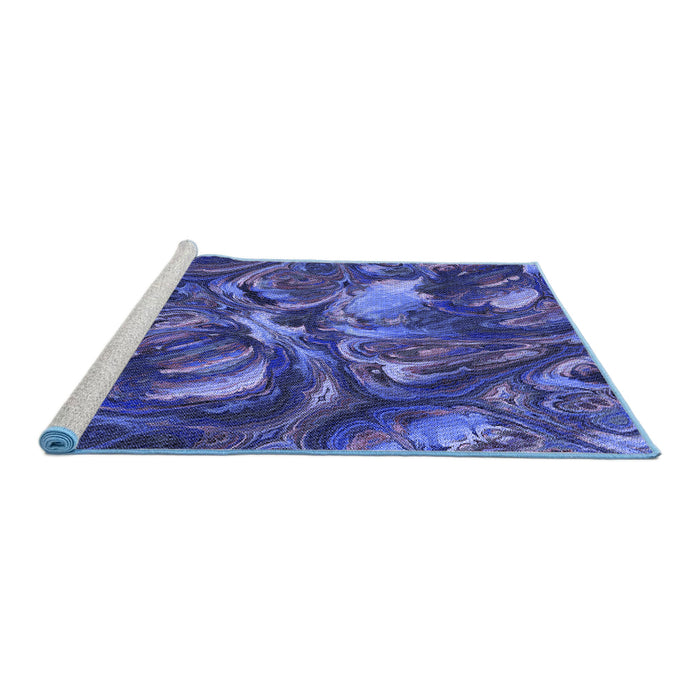 Sideview of Machine Washable Transitional Light Slate Blue Rug, wshpat2941blu