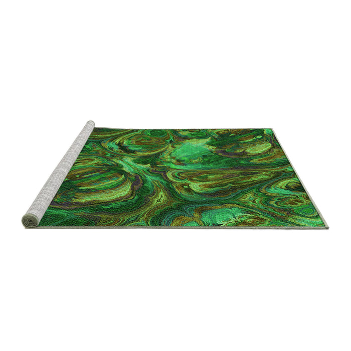 Sideview of Machine Washable Transitional Dark Forest Green Rug, wshpat2941grn