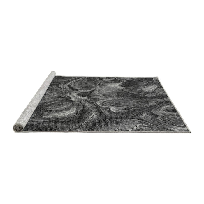 Sideview of Machine Washable Transitional Dark Gray Black Rug, wshpat2941gry