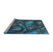 Sideview of Machine Washable Transitional Blue Rug, wshpat2941lblu