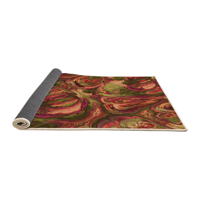 Thickness of Patterned Tomato Red Rug, pat2941org
