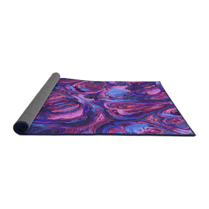 Thickness of Patterned Dark Magenta Purple Rug, pat2941pur