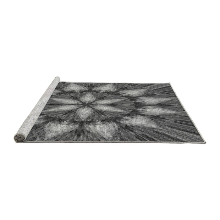 Sideview of Machine Washable Transitional Black Rug, wshpat2942gry