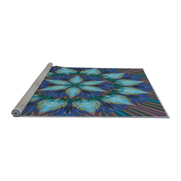 Sideview of Machine Washable Transitional Purple Haze Purple Rug, wshpat2942lblu