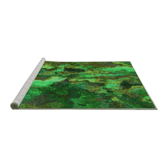Sideview of Machine Washable Transitional Dark Forest Green Rug, wshpat2943grn