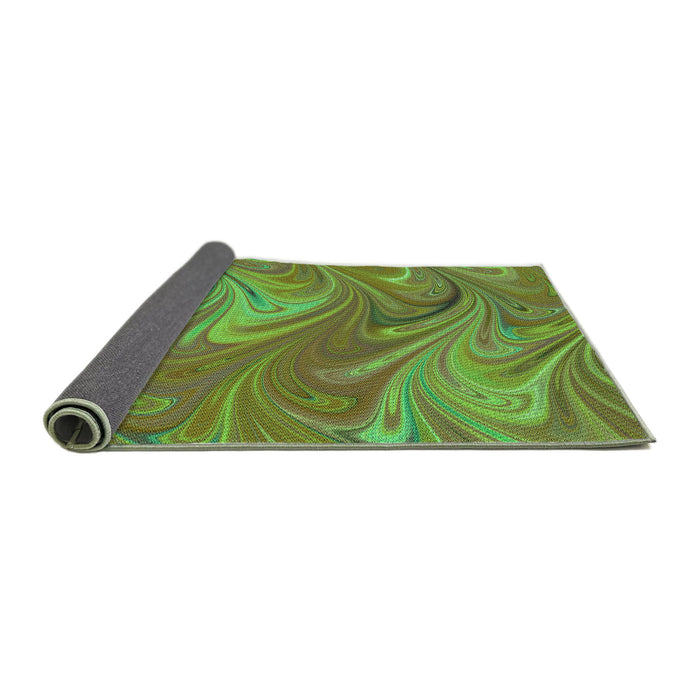 Thickness of Patterned Olive Green Rug, pat2944grn