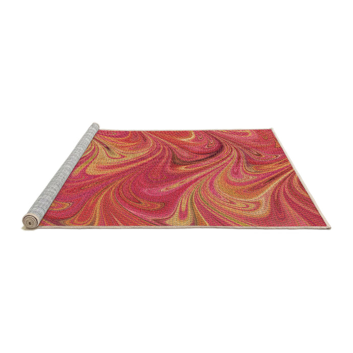 Sideview of Machine Washable Transitional Bright Orange Rug, wshpat2944org