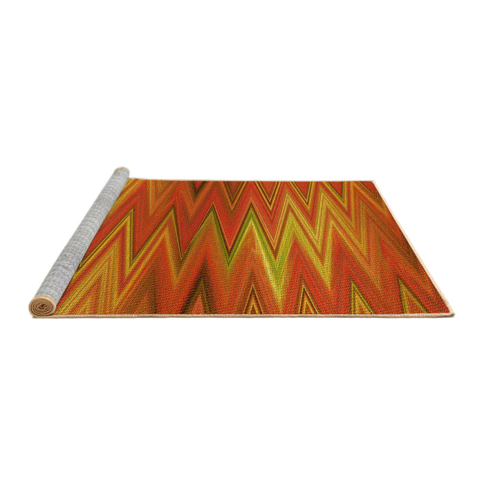 Sideview of Machine Washable Transitional Neon Orange Rug, wshpat2945yw