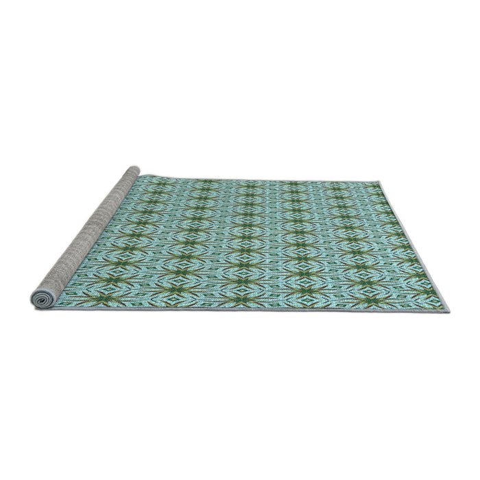 Sideview of Machine Washable Transitional Blue Rug, wshpat2946lblu
