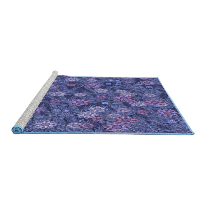 Sideview of Machine Washable Transitional Dark Slate Blue Purple Rug, wshpat2948blu