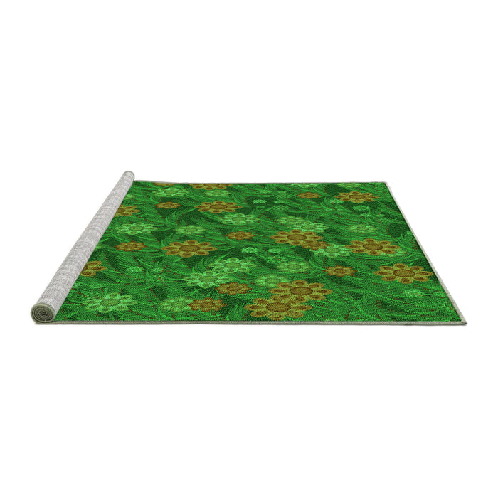 Sideview of Machine Washable Transitional Lime Green Rug, wshpat2948grn