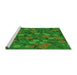 Sideview of Machine Washable Transitional Lime Green Rug, wshpat2948grn