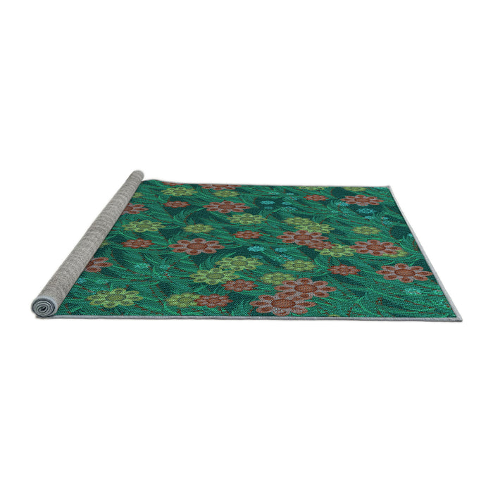Sideview of Machine Washable Transitional Light Sea Green Rug, wshpat2948lblu