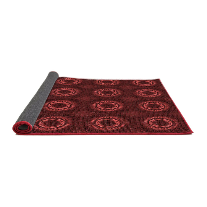 Thickness of Patterned Maroon Red Rug, pat2949rd