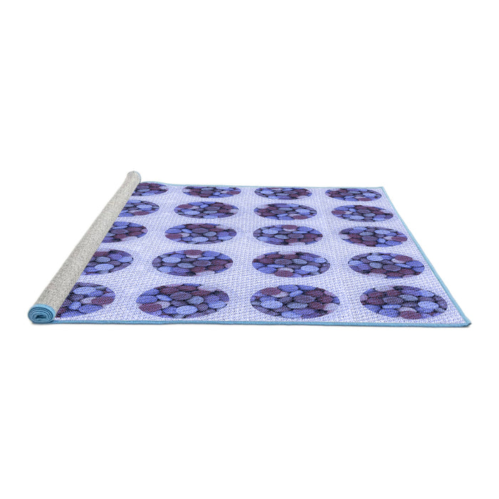 Sideview of Machine Washable Transitional Slate Blue Rug, wshpat295blu