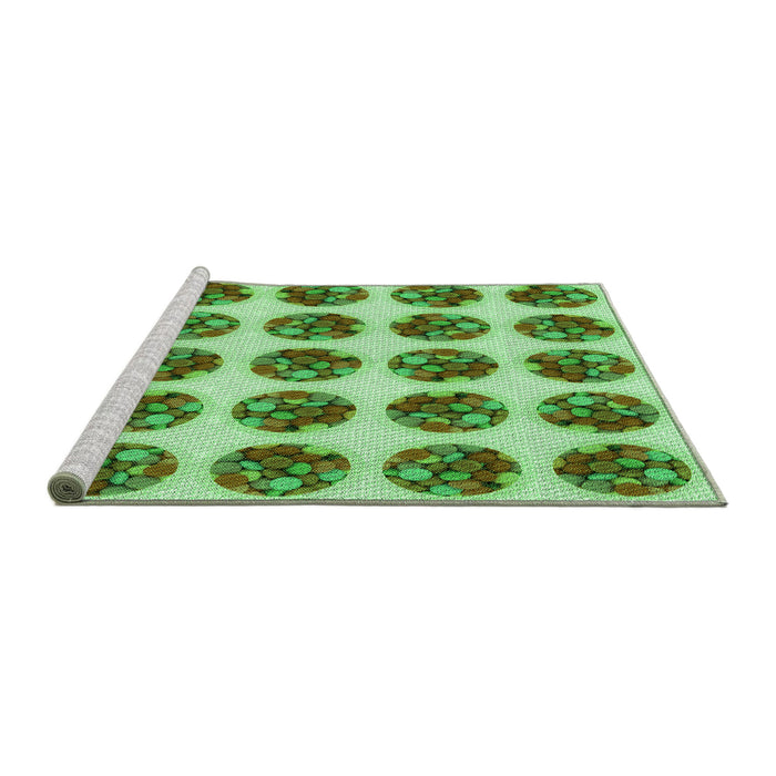 Sideview of Machine Washable Transitional Seaweed Green Rug, wshpat295grn