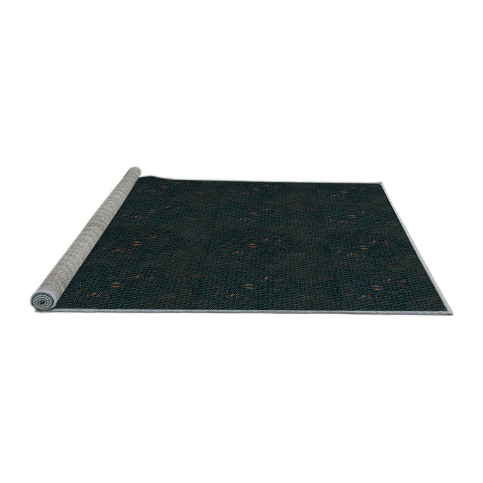Sideview of Machine Washable Transitional Black Rug, wshpat2950lblu