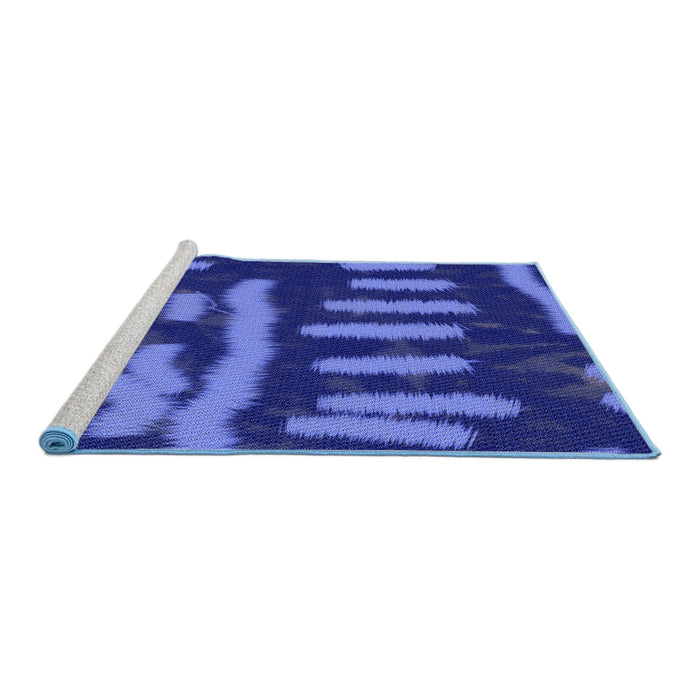 Sideview of Machine Washable Transitional Cobalt Blue Rug, wshpat2952blu