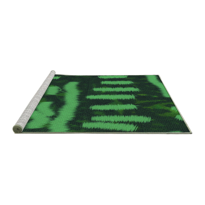 Sideview of Machine Washable Transitional Dark Forest Green Rug, wshpat2952grn