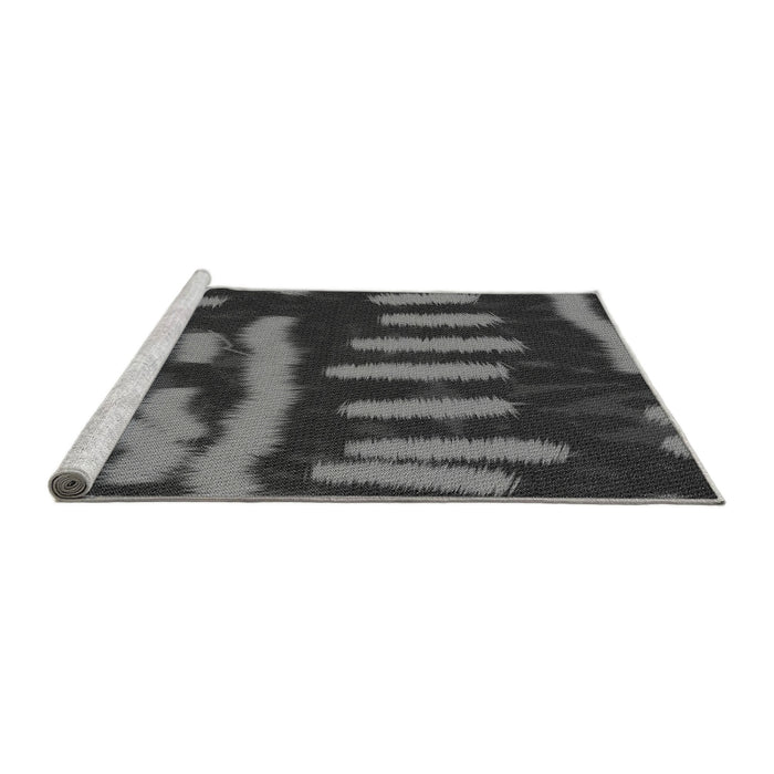 Sideview of Machine Washable Transitional Charcoal Black Rug, wshpat2952gry