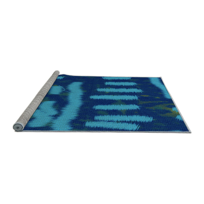 Sideview of Machine Washable Transitional Cobalt Blue Rug, wshpat2952lblu