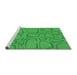 Sideview of Machine Washable Transitional Neon Green Rug, wshpat2953grn