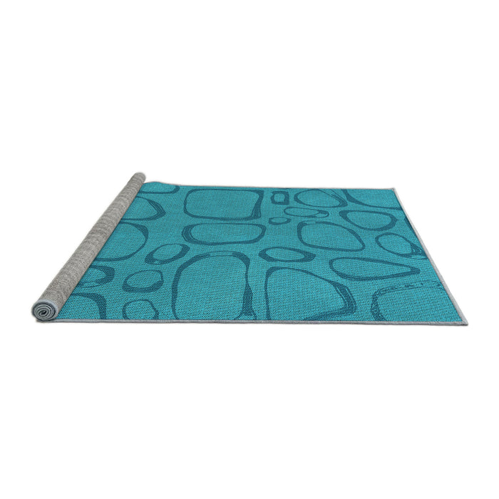 Sideview of Machine Washable Transitional Dark Turquoise Green Rug, wshpat2953lblu