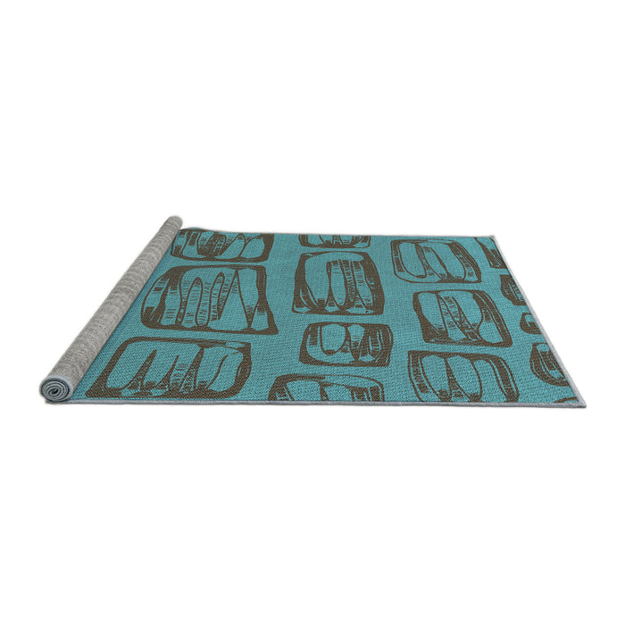 Sideview of Machine Washable Transitional Bright Turquoise Blue Rug, wshpat2954lblu