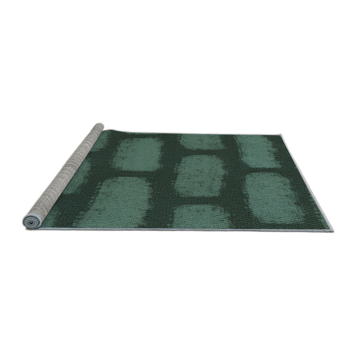 Sideview of Machine Washable Transitional Green Rug, wshpat2955lblu