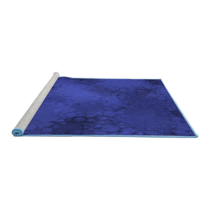Sideview of Machine Washable Transitional Cobalt Blue Rug, wshpat2957blu
