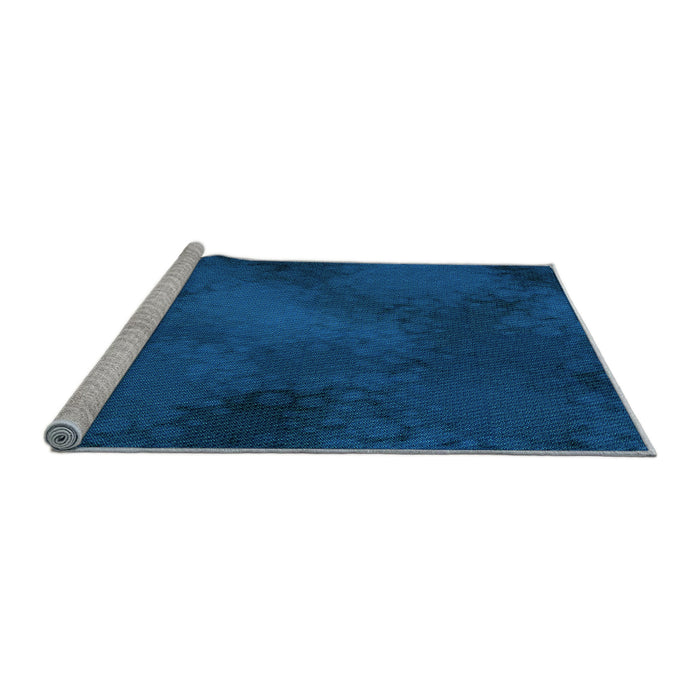 Sideview of Machine Washable Transitional Blue Rug, wshpat2957lblu