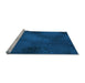 Sideview of Machine Washable Transitional Blue Rug, wshpat2957lblu