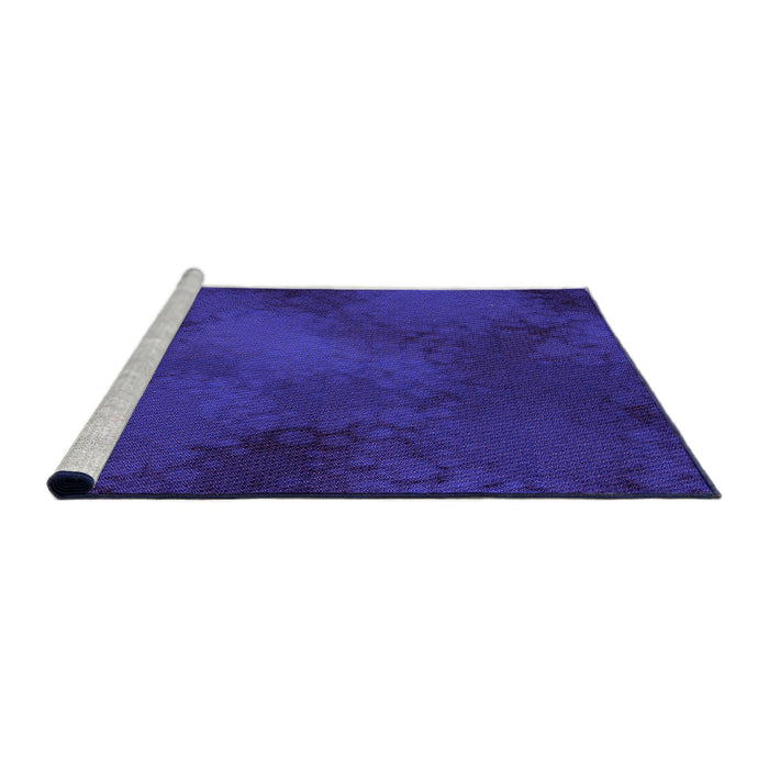 Sideview of Machine Washable Transitional Cobalt Blue Rug, wshpat2957pur