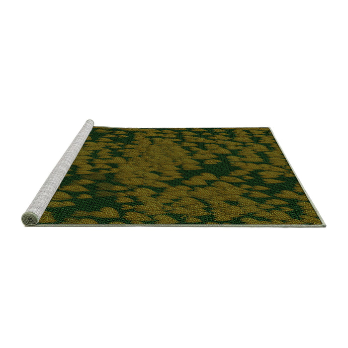 Sideview of Machine Washable Transitional Olive Green Rug, wshpat2958grn