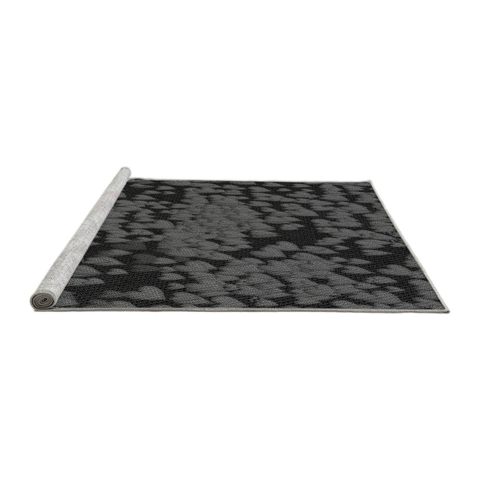 Sideview of Machine Washable Transitional Charcoal Black Rug, wshpat2958gry