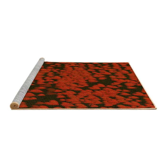 Sideview of Machine Washable Transitional Saffron Red Rug, wshpat2958yw