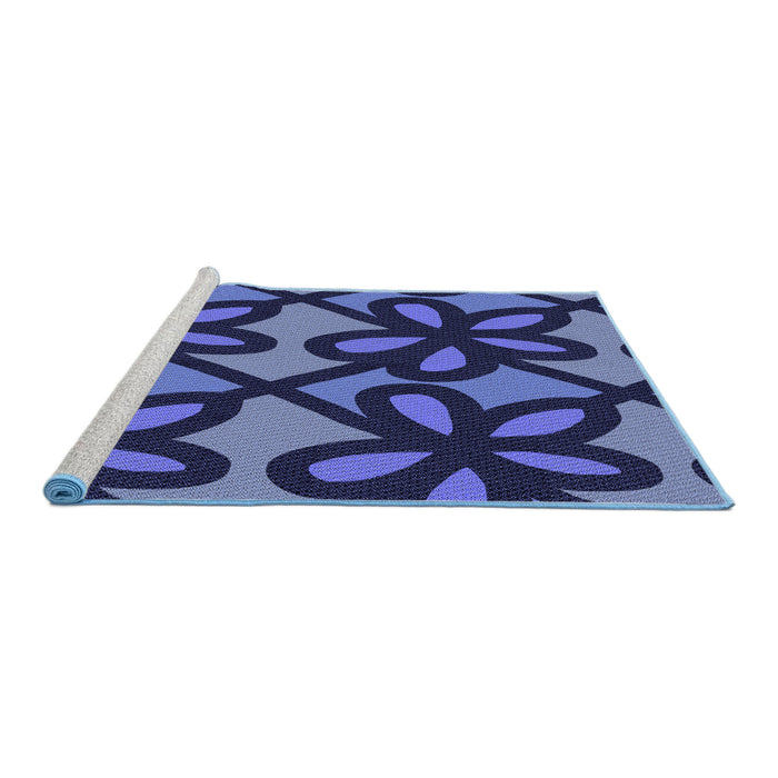 Sideview of Machine Washable Transitional Midnight Blue Rug, wshpat2959blu