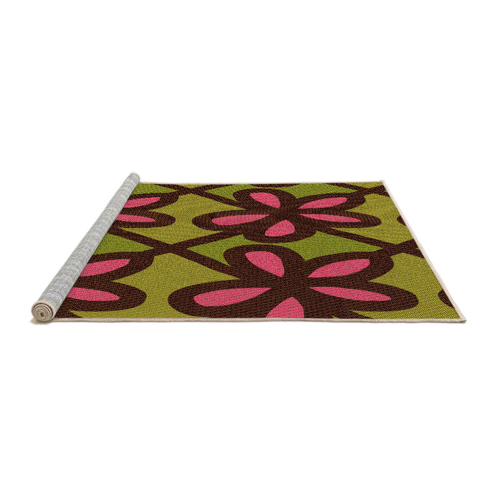 Sideview of Machine Washable Transitional Deep Red Rug, wshpat2959org