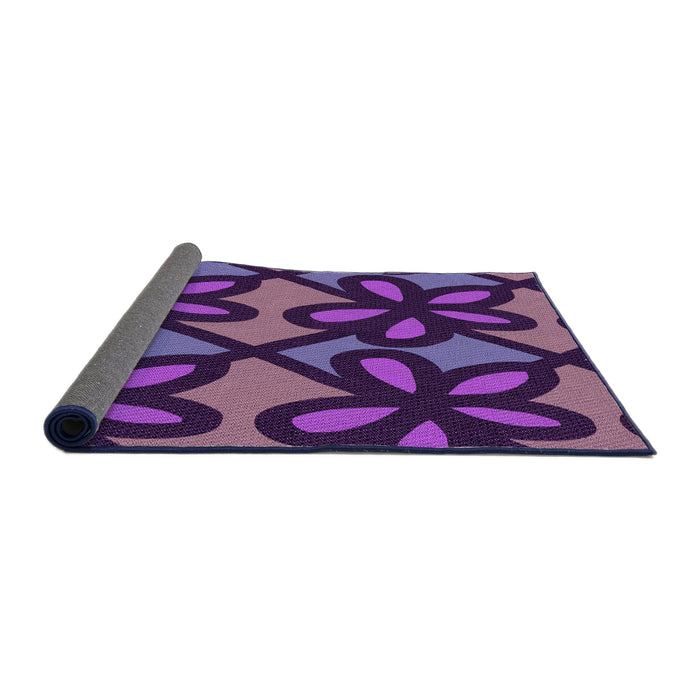 Thickness of Patterned Indigo Purple Rug, pat2959pur