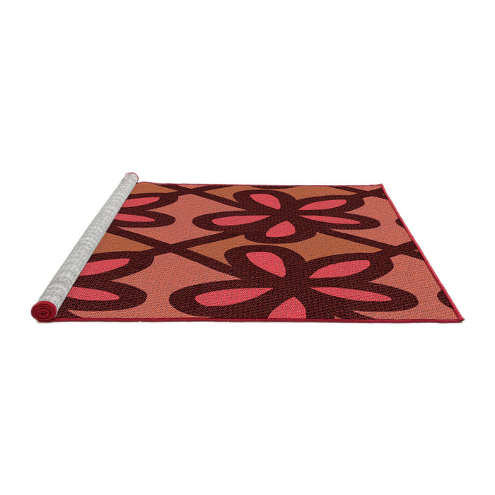 Sideview of Machine Washable Transitional Maroon Red Rug, wshpat2959rd