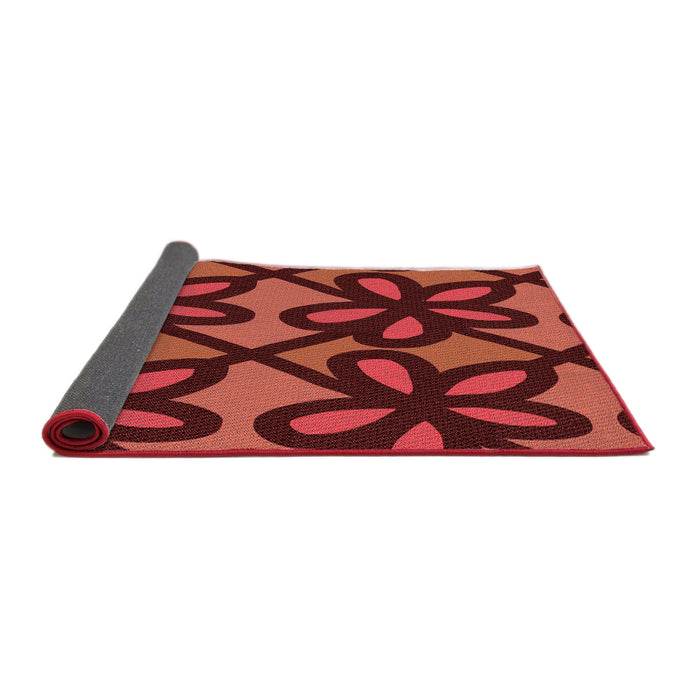 Thickness of Patterned Maroon Red Rug, pat2959rd