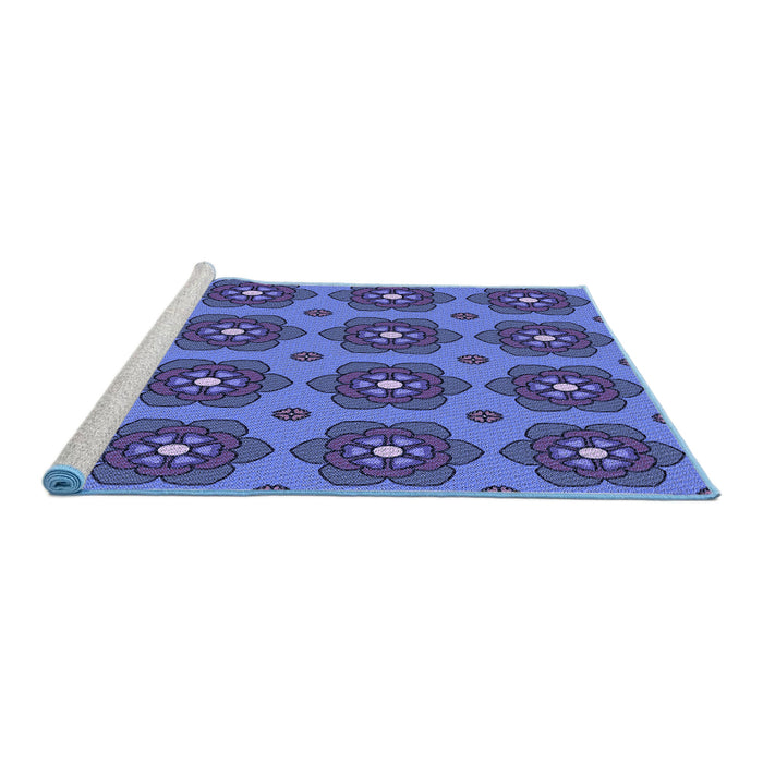 Sideview of Machine Washable Transitional Sky Blue Rug, wshpat2960blu