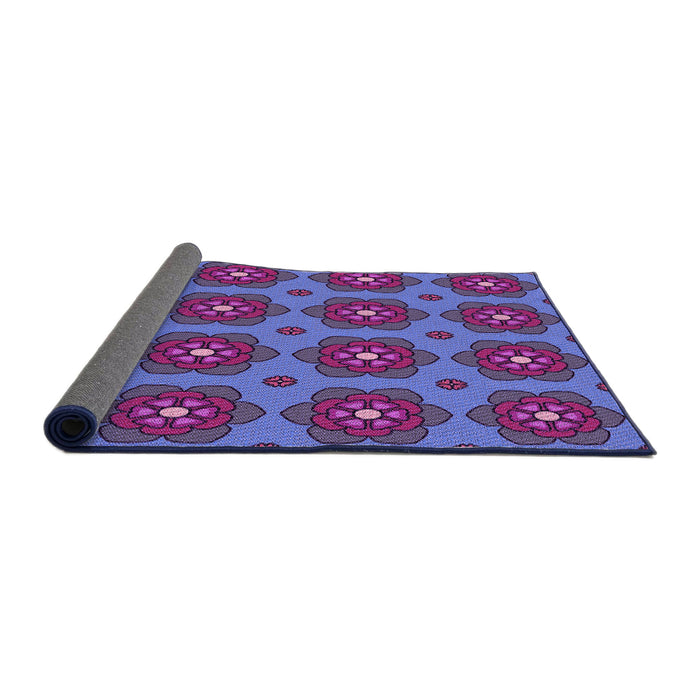 Thickness of Patterned Dark Magenta Purple Rug, pat2960pur