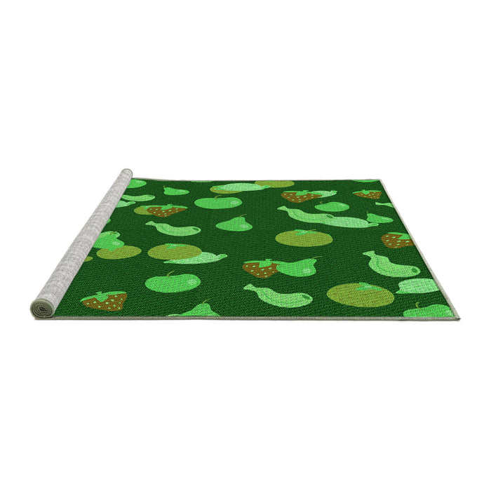 Sideview of Machine Washable Transitional Deep Emerald Green Rug, wshpat2961grn