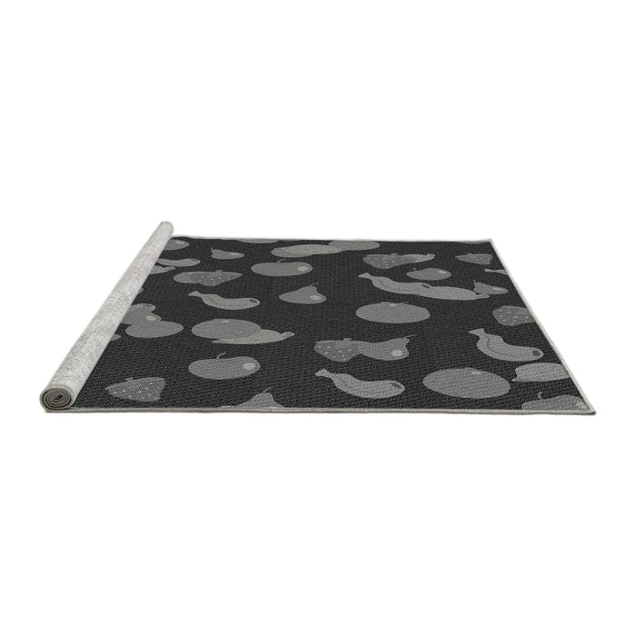 Sideview of Machine Washable Transitional Charcoal Black Rug, wshpat2961gry