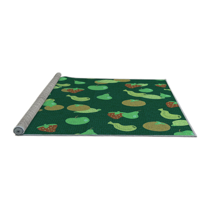 Sideview of Machine Washable Transitional Dark Forest Green Rug, wshpat2961lblu