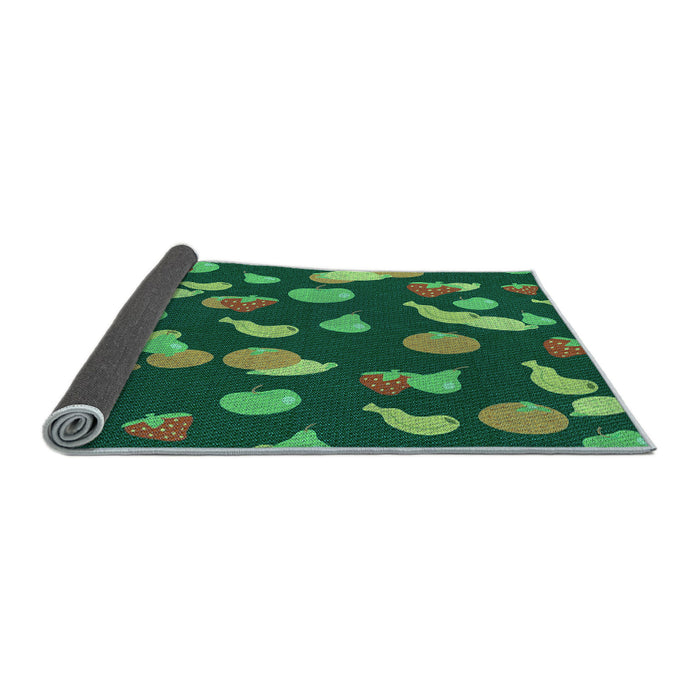 Thickness of Patterned Dark Forest Green Rug, pat2961lblu
