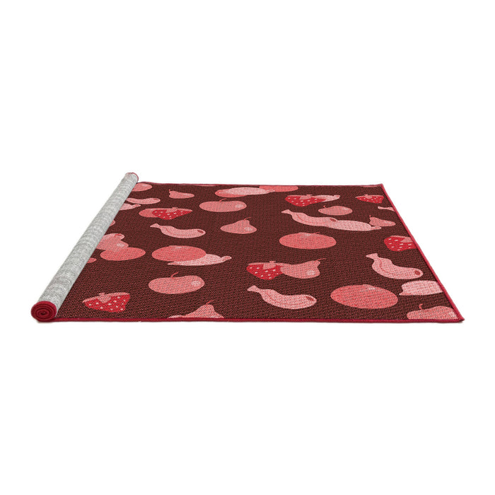 Sideview of Machine Washable Transitional Saffron Red Rug, wshpat2961rd