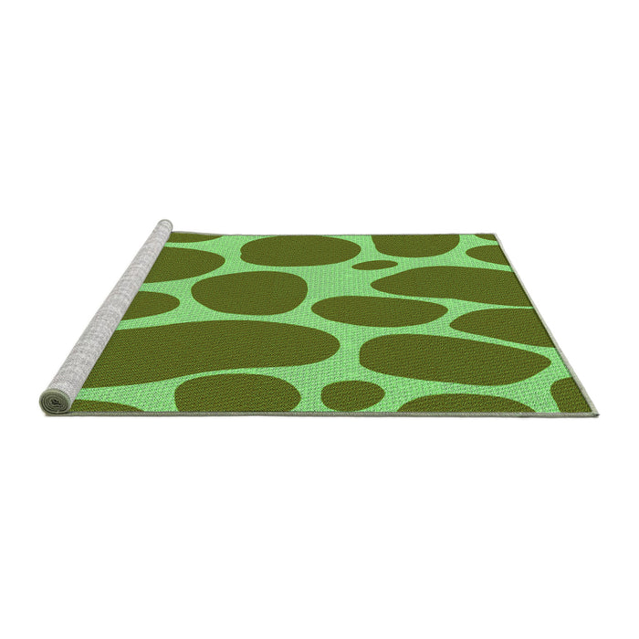 Sideview of Machine Washable Transitional Green Rug, wshpat2962grn