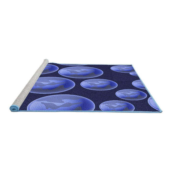 Sideview of Machine Washable Transitional Light Slate Blue Rug, wshpat2963blu